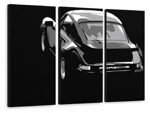 Tablou POP ART pictat manual PORSCHE 911 3 bucăți por4 - 60x40 cm