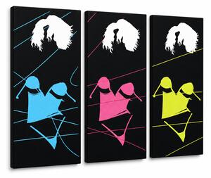 Tablou POP ART pictat manual Trei femeie sexy 3 bucăți 3s - 60x40 cm