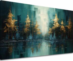 Pictură de artă modernă Pădure de aur reflecție - PREMIUM ART - 40x60 cm