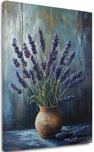 Pictură armonie lavanda | Pace într-o vază de lut | finisată de mâna artistului - 40x60 cm