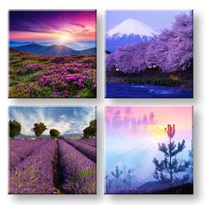 Tablou de perete Everywhere violet 4 părți XOBKOL21E42 - 40x40 cm