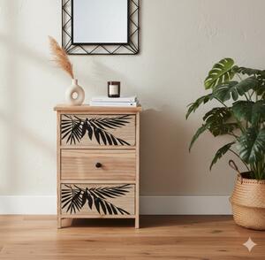 Comodă ZOFIA cu 3 sertare - design boho, 40 x 29 x 58 cm