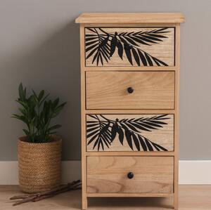 Comodă ZOFIA cu 4 sertare - design boho, 40 x 29 x 73 cm