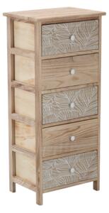 Comodă LUIZA cu 5 sertare - design boho, 40 x 29 x 90 cm