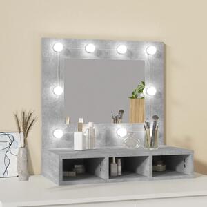 Dulap cu oglindă și LED, gri beton, 60x31,5x62 cm