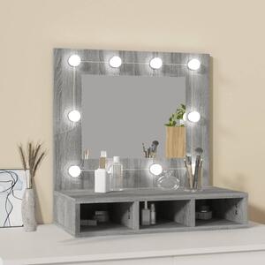Dulap cu oglindă și LED, gri sonoma, 60x31,5x62 cm
