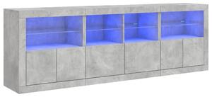 Dulap cu lumini LED, gri beton, 202x37x67 cm