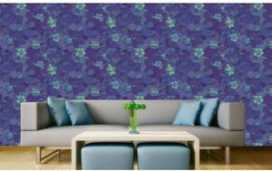 Tapet vlies de lux vitraliu floral albastru
