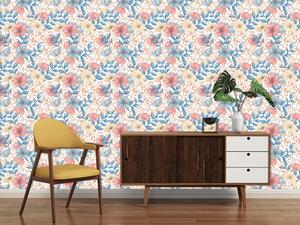 Tapet vlies de lux hibiscus colorat