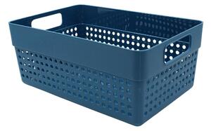 Coș depozitare plastic perforat 23x15x10 cm Storage Solutions, cu mânere, Albastru
