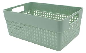 Coș depozitare plastic perforat 23x15x10 cm Storage Solutions, cu mânere, Verde