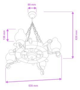 Brilagi - Candelabru pe lanț TIMONA 4xE14/40W/230V diam. 50 cm fag/nuc