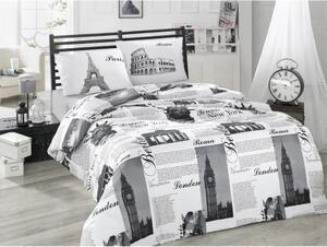 Lenjerie de pat alb-negru din bumbac pentru pat dublu 200x200 cm City – Mijolnir