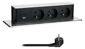 Stâlp de prize pentru blat Solight PP126USBC 3x230V + USB-A + USB-C