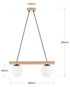 Pendul cu cablu WOODSTOCK 2xE27/15W/230V lemn/negru