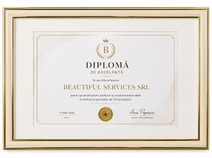 Rama foto decorativa Pufo pentru diploma, certificat, acte sau fotografie A4, design elegant negru cu auriu, 32 x 24 cm, auriu