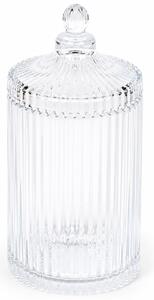 Recipient inalt din sticla tip bomboniera Pufo Luxury, cu capac, pentru bomboane, praline , dischete, accesorii si decorare, 800 ml