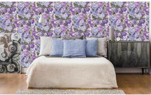 Tapet vlies de lux pat de flori violet înflorit