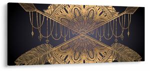 Tablou - Mandala aurie cu săgeți (120x50 cm)