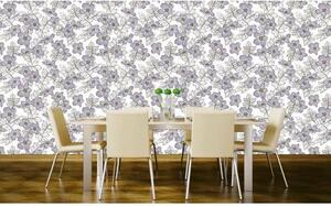 Tapet vlies de lux flori violet-albe