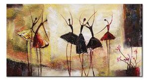Tablou de perete pictată manual DANCERS - 60x120 cm