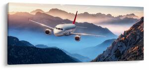 Tablou - Avion peste crestele montane (120x50 cm)