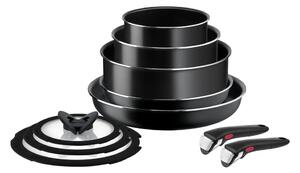 Set de vase pentru gătit 10 buc. din aluminiu Ingenio Easy Cook & Clean Black – Tefal