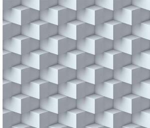 Tapet vlies de lux cuburi 3d gri orizontale