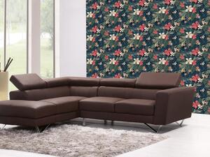 Tapet vlies de lux hibiscus colorat cu frunze