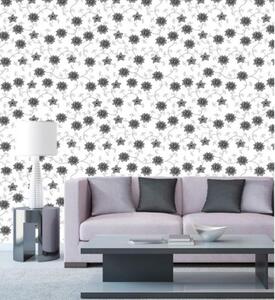 Tapet vlies de lux model floral alb-negru