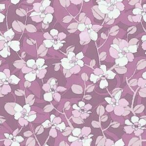 Tapet vlies de lux fundal violet cu flori