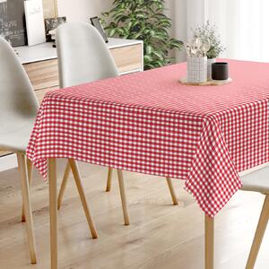 Goldea față de masă 100% bumbac kanafas - carouri mici roșii-albe 120 x 160 cm