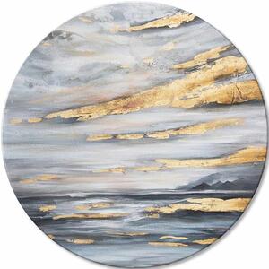 Pictură pictată rotundă Golden Sky - 60 cm