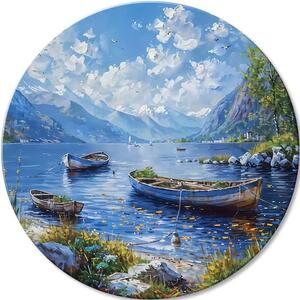 Picturi rotunde cu acrilic Alpine Boats - 60 cm