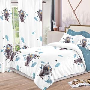 Pachet PROMO: Set 2 Draperii cu Rejansă pentru bară + Lenjerie de pat DUBLU, cu 6 PIESE din FINET GROS (cod SDL-06)