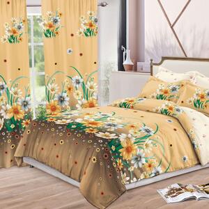 Pachet PROMO: Set 2 Draperii cu Rejansă pentru bară + Lenjerie de pat DUBLU, cu 6 PIESE din FINET GROS (cod SDL-18)