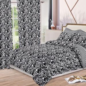 Pachet PROMO: Set 2 Draperii cu Rejansă pentru bară + Lenjerie de pat DUBLU, cu 6 PIESE din FINET GROS (cod SDL-15)