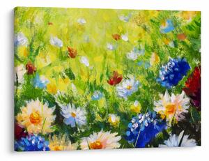 Tablou - Pictură în ulei, pajiște înflorită (70x50 cm)