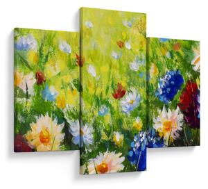 Tablou - Pictură în ulei, pajiște înflorită (90x60 cm)