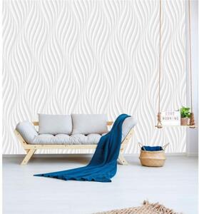 Tapet vlies de lux valuri verticale albe
