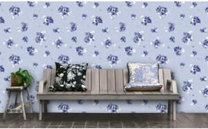 Tapet vlies de lux model floral albastru