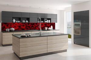 Fototapet pentru bucătărie - trandafiri roșii 350 x 60 cm