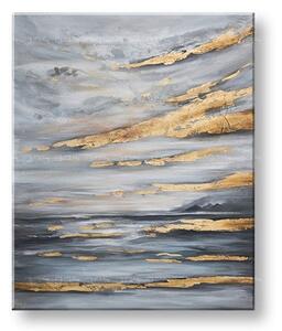 Tablou pictat manual Cer cu accente aurii 90×110 cm - 90×110 cm / Clasic 2 cm