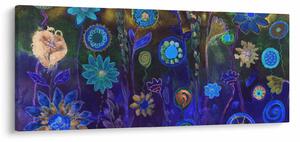 Tablou - Flori albastru închis (120x50 cm)