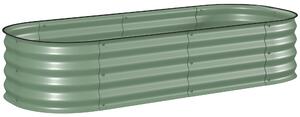 Outsunny Paturi Inaltate Galvanizate pentru Gradina, Cutie Inaltata din Metal cu Margine de Siguranta, pentru Cultivarea Florilor, Ierburilor, Verde