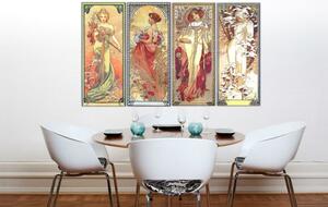 Tablou pe pânză 4 părți PATRU SEZONURI 120x70 cm - Alfons Mucha 000 REP236 - 120x70 cm