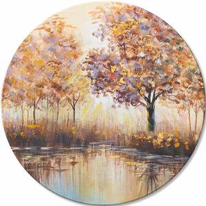 Tablou pictat rotund pictat Hidden Sun - 60 cm