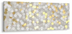 Tablou - Hexagoane alb - auriu (120x50 cm)