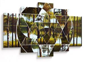 Tablou - Colaj geometric pe fundalul pădurilor nordice (150x105 cm)