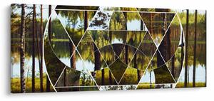 Tablou - Colaj geometric pe fundalul pădurilor nordice (120x50 cm)